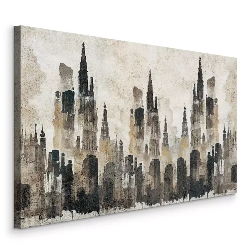 Canvas Een aquarellandschap van een bruisende stad