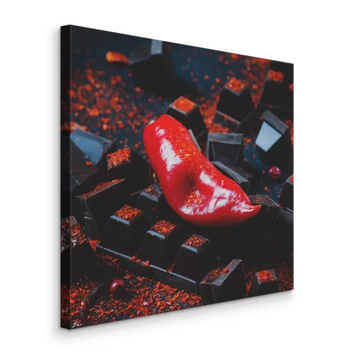 Canvas Een harmonie van pure chocolade en pittige chilinoten
