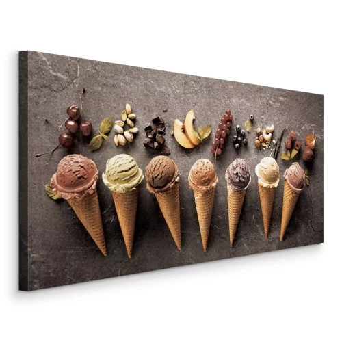 Canvas Kleurrijke ijshoorntjes in verschillende smaken