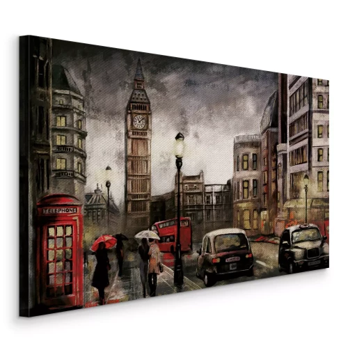 Canvas Regenlichten en rode accenten