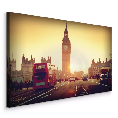 Canvas Avondgloed op de straten van Londen