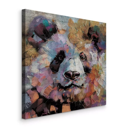 Canvas Panda in een pastelkleurige compositie