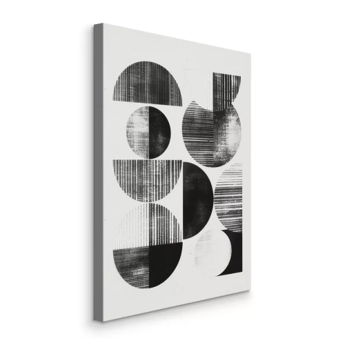 Canvas De vorm van halve cirkels en lijnen in abstractie