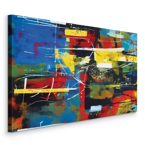 Canvas Gekleurde strepen in een chaos van kleuren