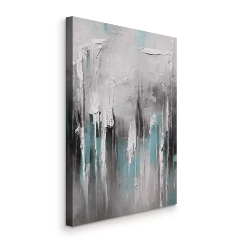 Canvas Mistige blauwe strepen op het beton