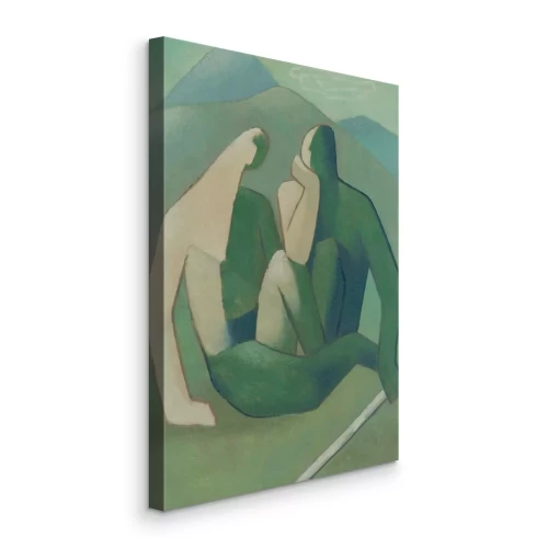 Canvas Berglandschap met geometrische figuren