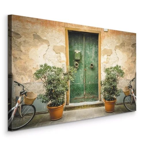 Canvas Rustieke houten deur met groen