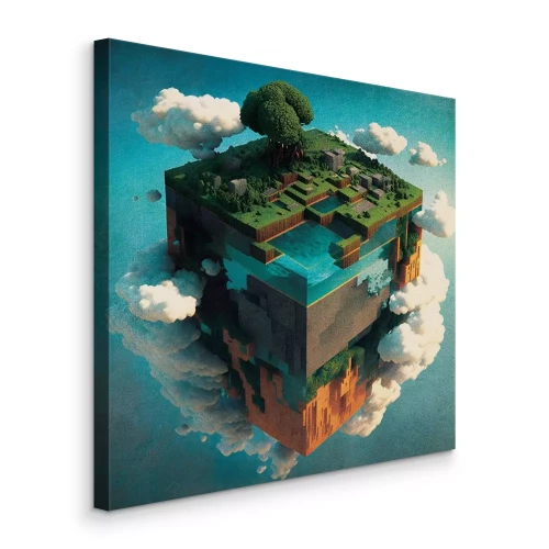 Canvas Een grafische kaart van een deel van de Minecraft-wereld