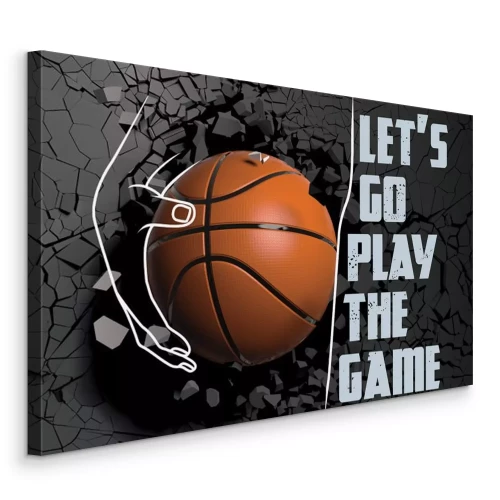 Canvas Basketbal op een betonnen muur met tekst erop