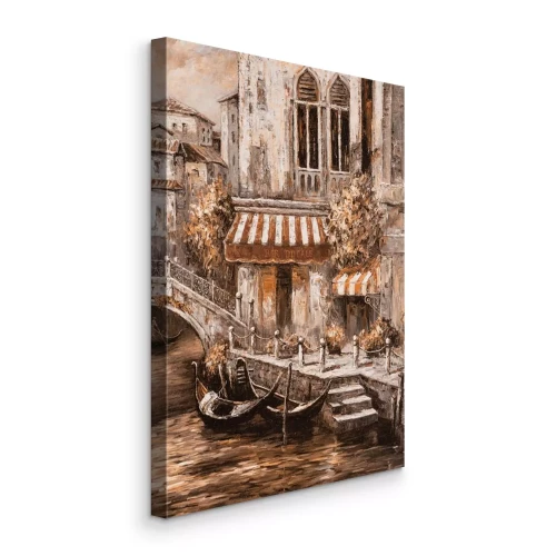 Canvas Een huurhuis aan het kanaal met uitzicht op de gondels
