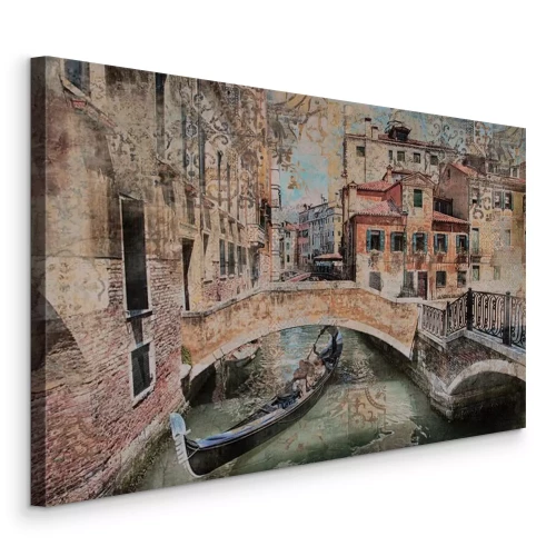 Canvas Gondel onder de historische stenen brug