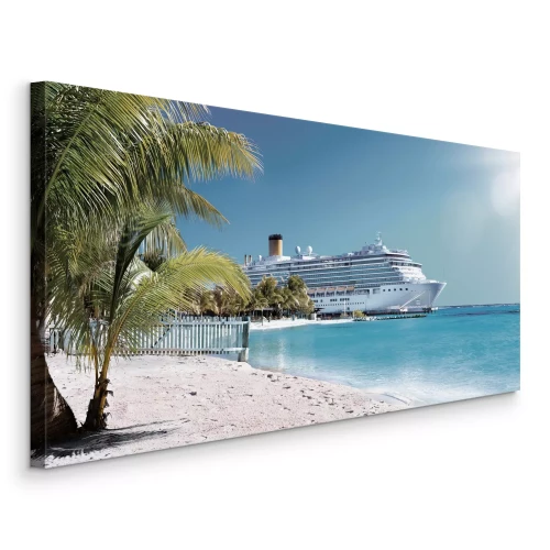 Canvas Luxe cruiseschip op een paradijselijk strand
