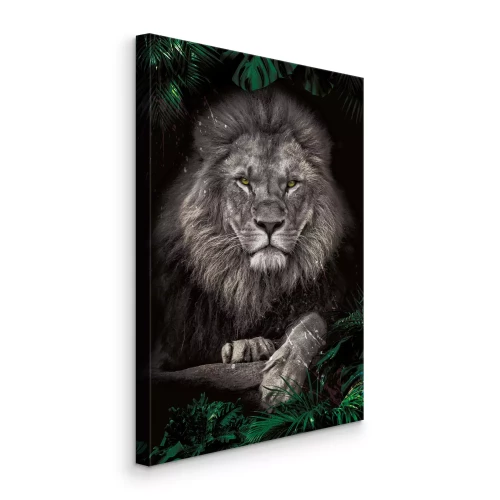 Canvas Tijgerfiguur in een tropische omgeving