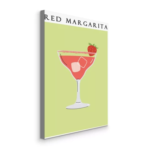Canvas Een verfrissende Margarita-drank met een aardbei in een glas