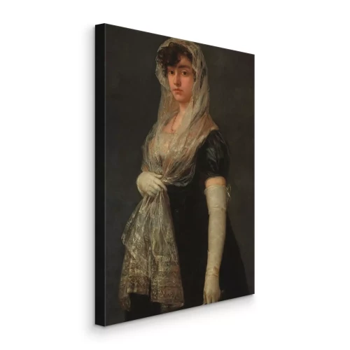 Canvas Elegante vrouw in een kanten sluier