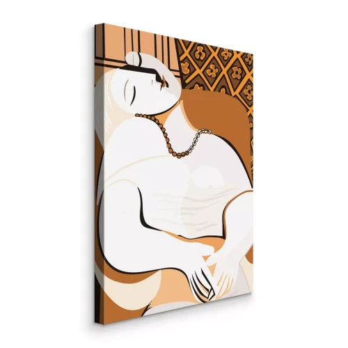 Canvas Een expressieve compositie van een vrouw in een fauteuil