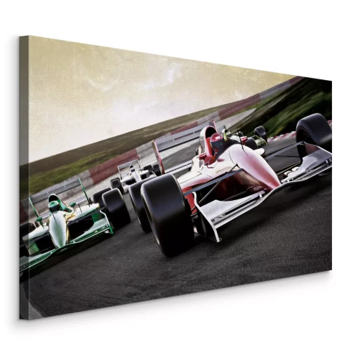 Canvas Strijd voor de overwinning in een dynamische rallyscene