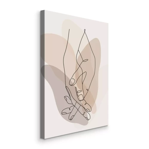 Canvas Een delicate lijntekening van gevouwen handen