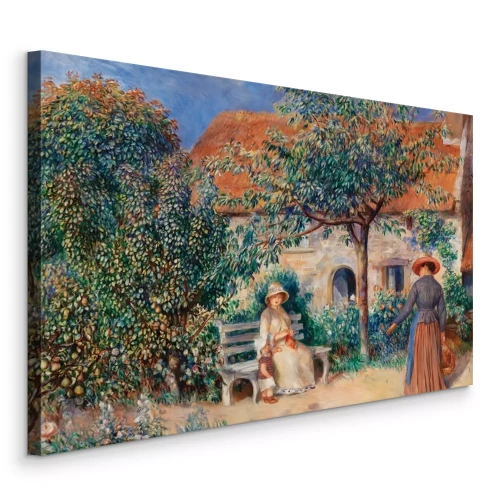 Canvas Vrouwen en een kind in een boomgaard