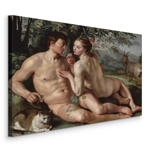 Canvas Barokke liefdesscène in een hoek van de tuin