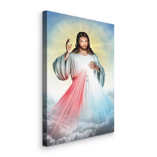 Canvas Christus met de stralen van genade, een beeld van aanbidding