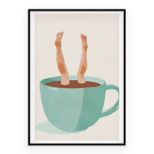 Poster Abstracte afbeelding met een kopje koffie