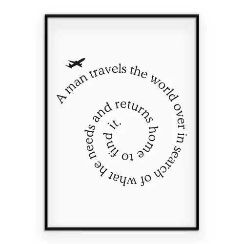 Poster Rondreisinscriptie met een vliegtuig