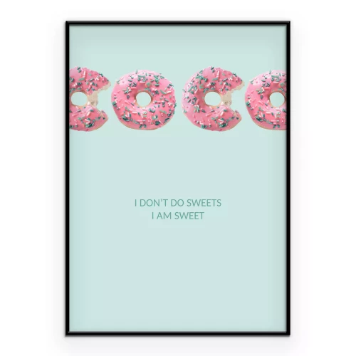 Poster Zoete typografie met roze donuts