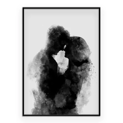 Poster Sensuele silhouetten in de inkt van de mist