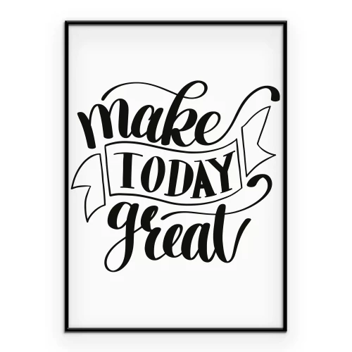 Poster Decoratieve zwarte letters op een witte achtergrond