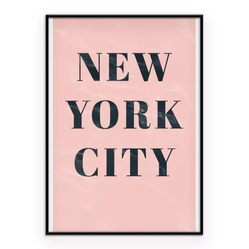 Poster Het opschrift New York op een roze achtergrond