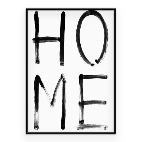 Poster Typografische zwarte letters HOME