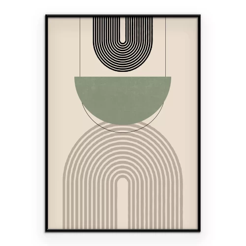 Poster Minimalistische bogen en een groene halve cirkel
