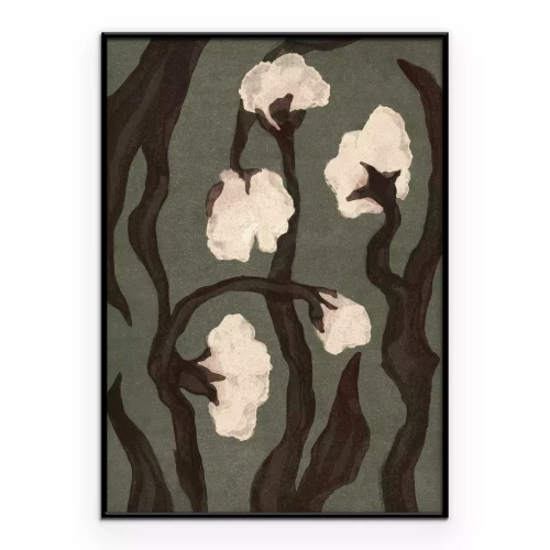 Poster Moderne illustratie van witte bloemen