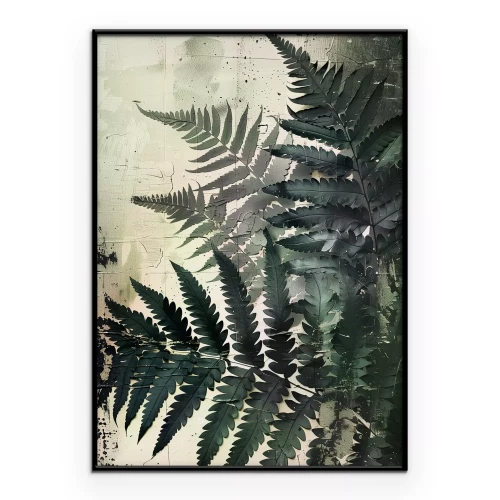 Poster Delicate varenbladeren in de bosmist