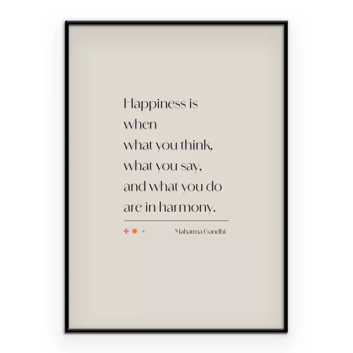 Poster Motiverende tekst over harmonie van gedachten