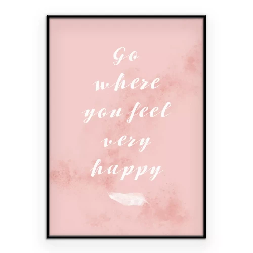 Poster Pastel typografisch motief over geluk