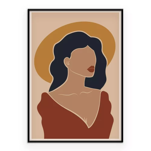 Poster Artistiek portret van een vrouw met een elegante hoed