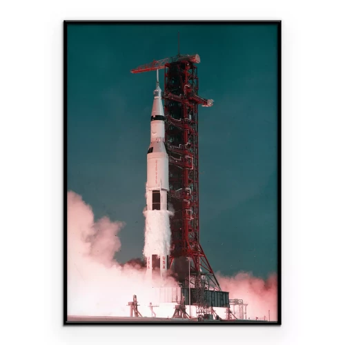 Poster Raketlancering met grote rook