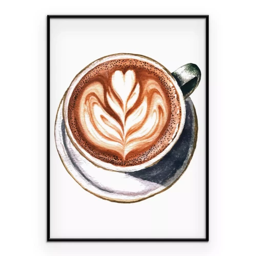Poster Koffiedecoratie met hartvormig schuim