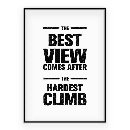 Poster Zwarte motiverende tekst over het uitzicht