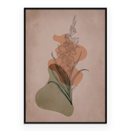 Poster Plantenminimalisme tegen een achtergrond van vlekken