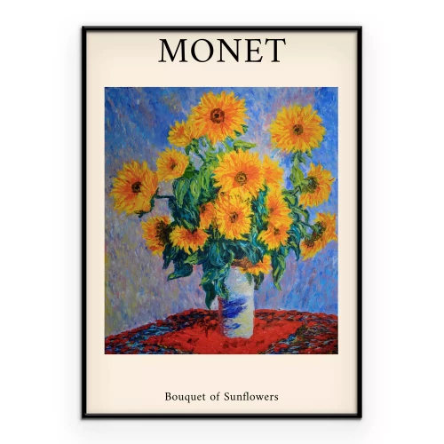 Poster Impressionistisch boeket zonnebloemen