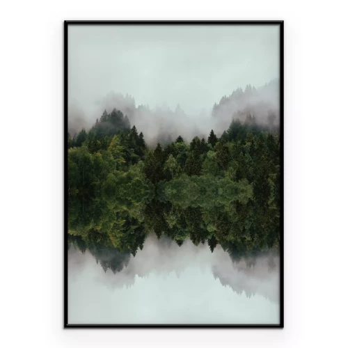 Poster De symmetrie van de natuur in bomen en wolken