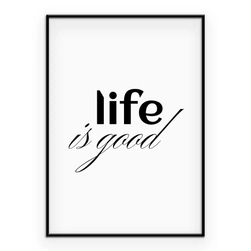 Poster Minimalistische zwarte letters over de vreugde van het leven