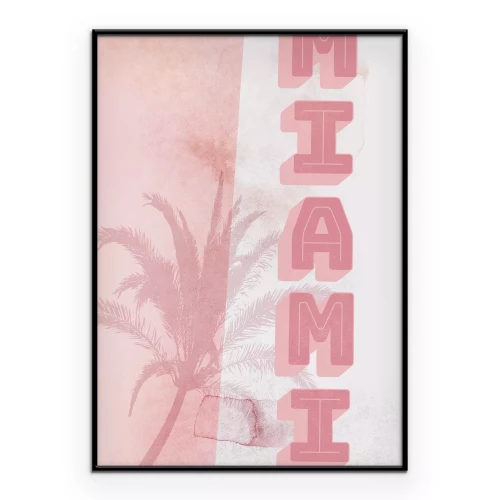 Poster Typografie op een roze palmboomachtergrond