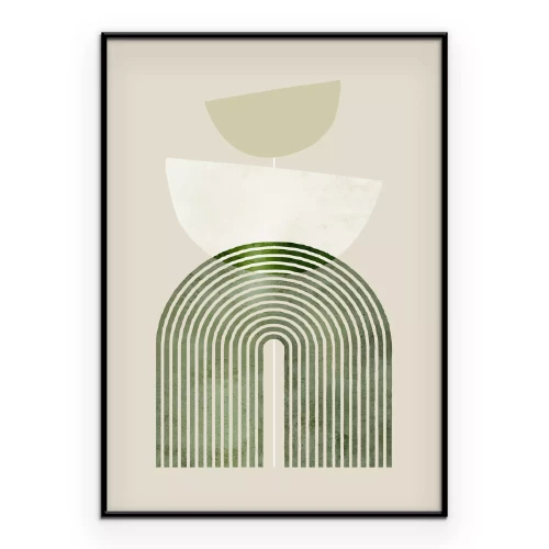 Poster Geometrie met groene lijnen