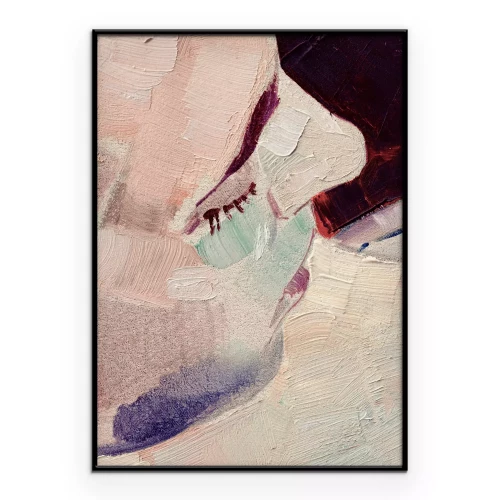 Poster Een delicaat vrouwengezicht in zachte kleuren