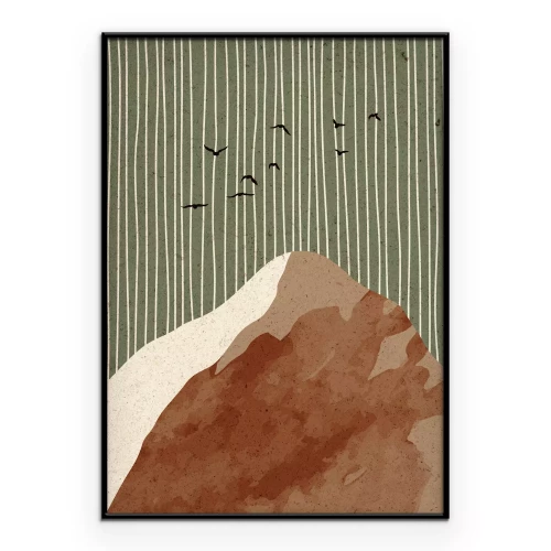 Poster Minimalistisch berglandschap met vogels