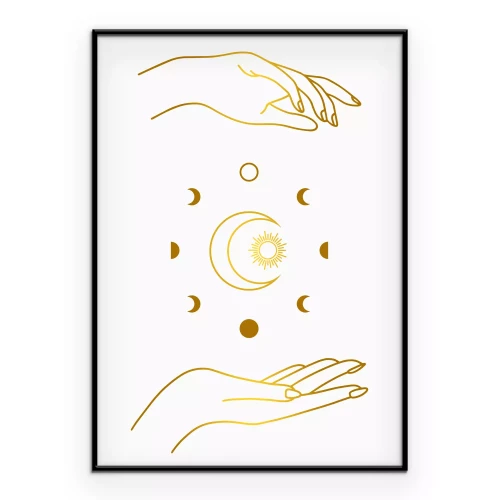 Poster Mystieke illustratie van maanfasen